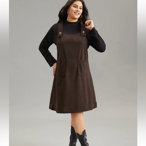 BloomChic Dresses & Skirts - BloomChic XL Plain Corduroy Patched Pocket Overall Dress us12